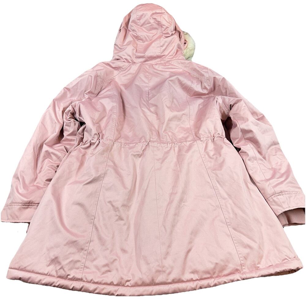 NWT Torrid Twill Faux Fur Trim Parka Pink 1X 14/16 Hooded Winter Coat Plus Cozy - Picture 9 of 11